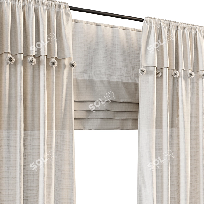 Pompom Curtains for Kids Room 3D model image 2