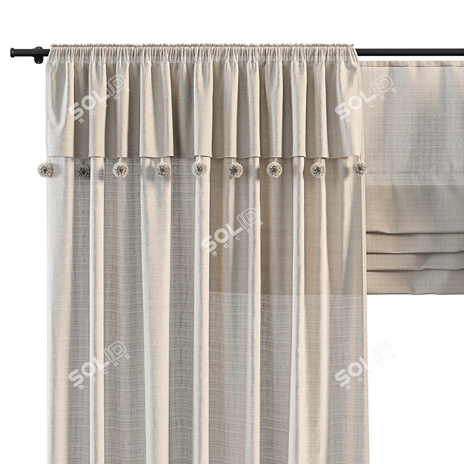 Pompom Curtains for Kids Room 3D model image 3