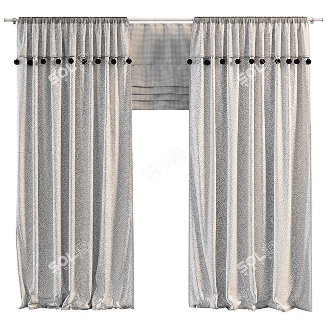 Pompom Curtains for Kids Room 3D model image 4