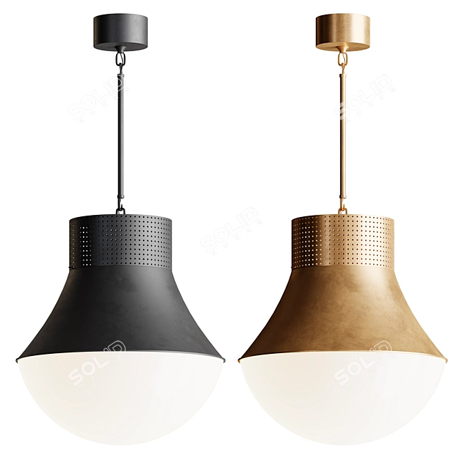 White Glass Large Pendant 3D model image 1