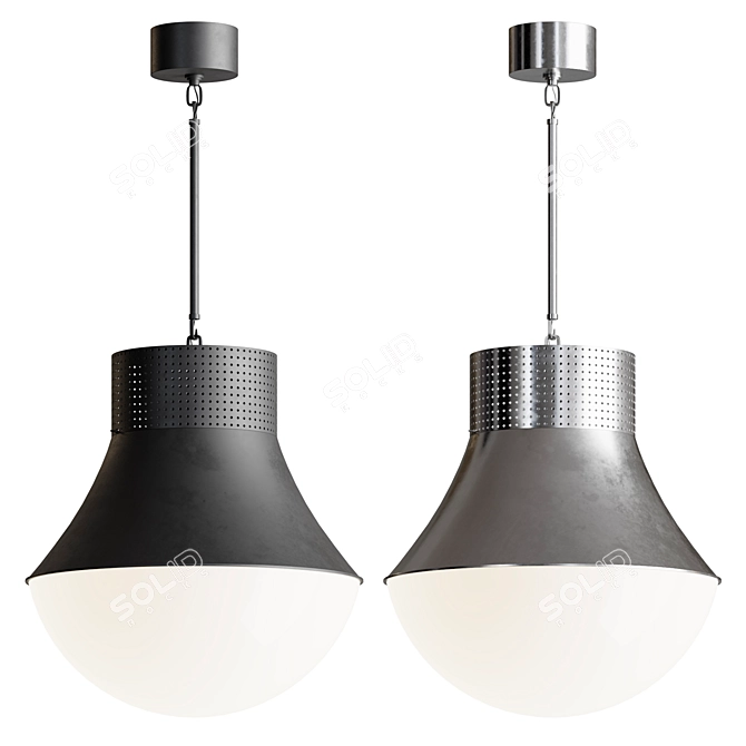 White Glass Large Pendant 3D model image 2