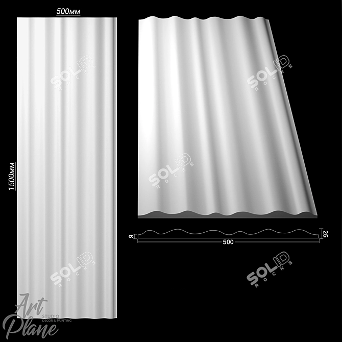 Innovative Textured Gypsum Panel 3D model image 1