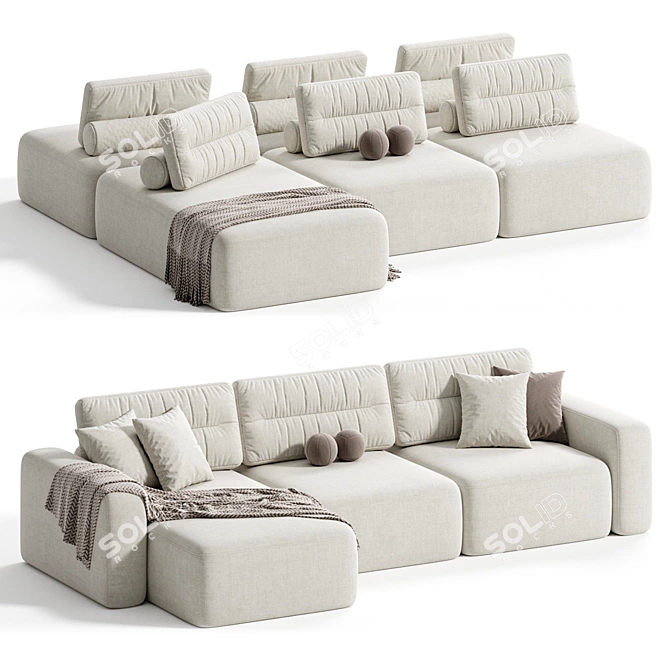 Contemporary MY TAOS Fabric Sectional 3D model image 2