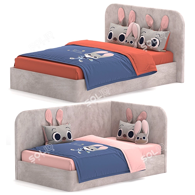 Kid Bed Set 01 Dimensions 3D model image 1