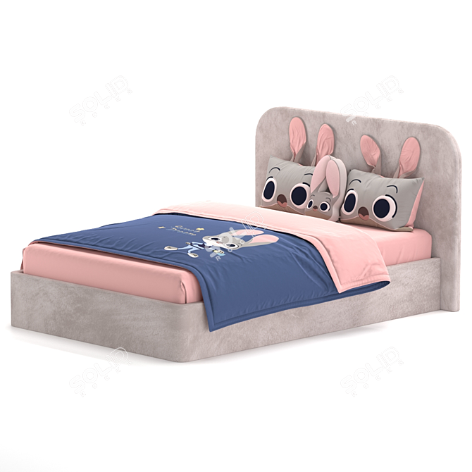 Kid Bed Set 01 Dimensions 3D model image 2