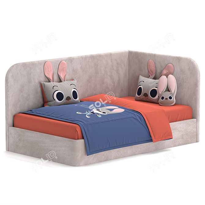 Kid Bed Set 01 Dimensions 3D model image 4