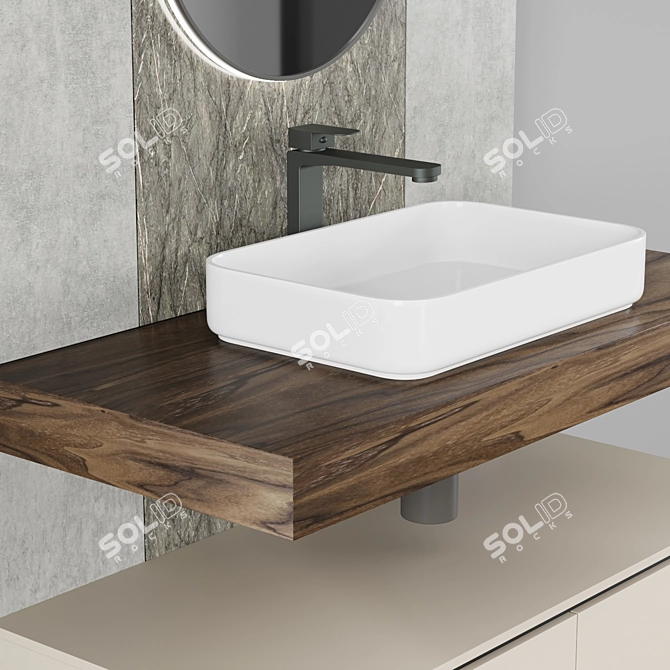 Illuminated Mirror Vanity Set 3D model image 2