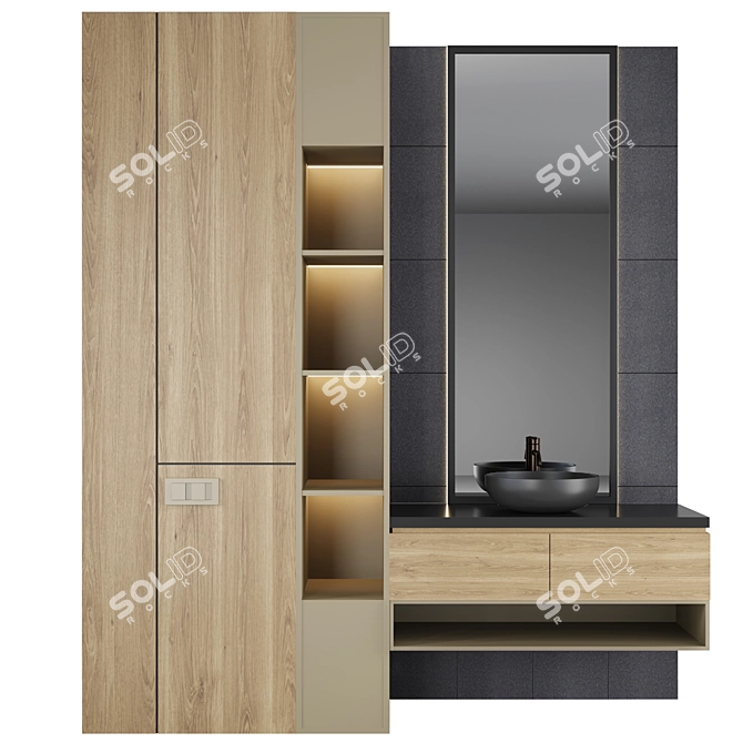 Modern Bathroom Furniture Set 3D model image 1