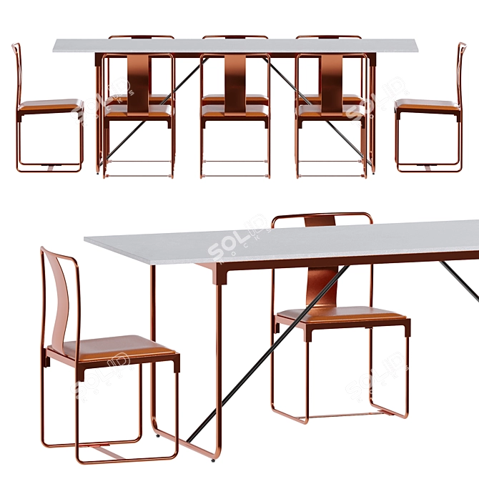 Minimalistic Mingx Table & Chairs 3D model image 2