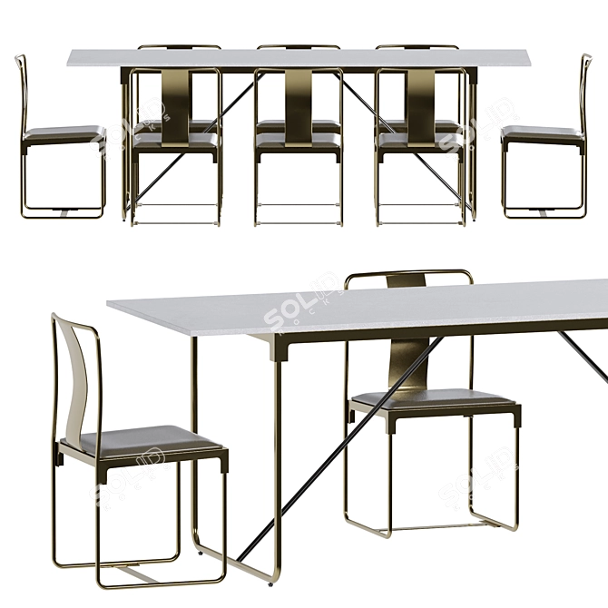 Minimalistic Mingx Table & Chairs 3D model image 3