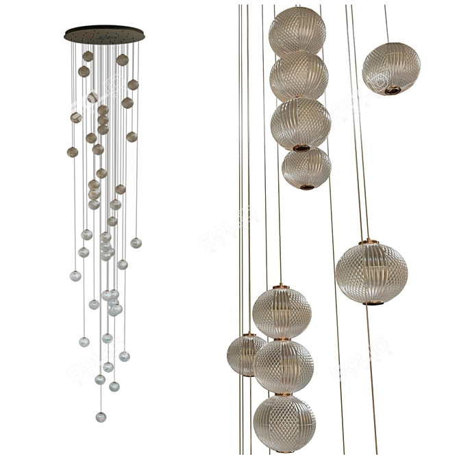 Elegant Sphere Chandelier 36-Light 3D model image 2