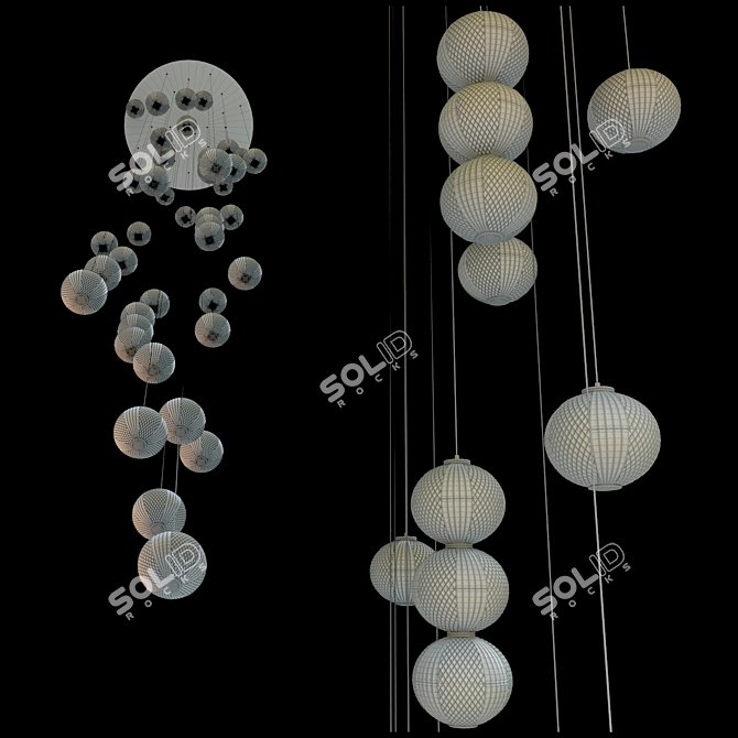Elegant Sphere Chandelier 36-Light 3D model image 4