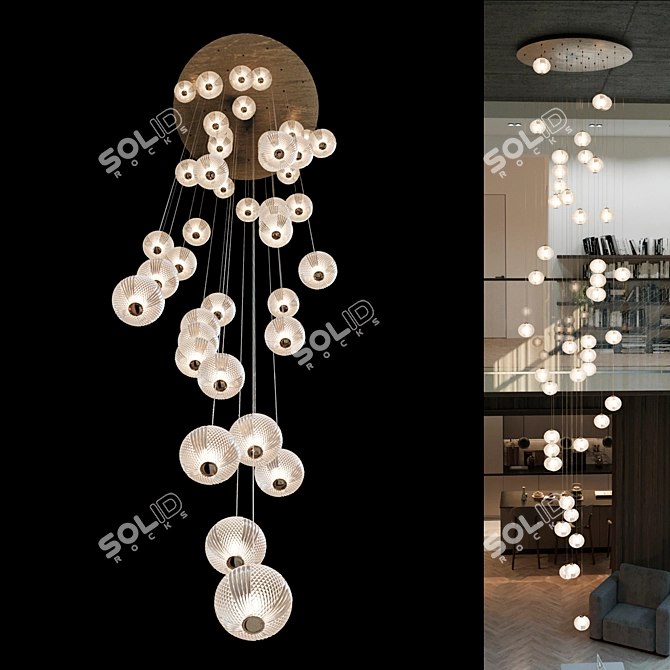 Elegant Sphere Chandelier 36-Light 3D model image 5