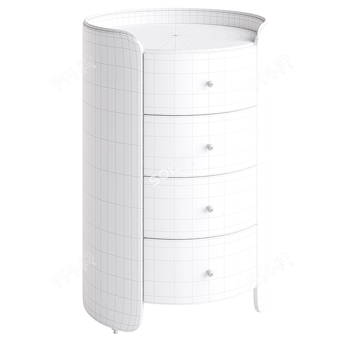 Walnut Wood and Leather Dresser, Firmo 3D model image 4