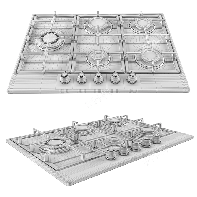 Stylish Maunfeld Gas Hob 3D model image 7