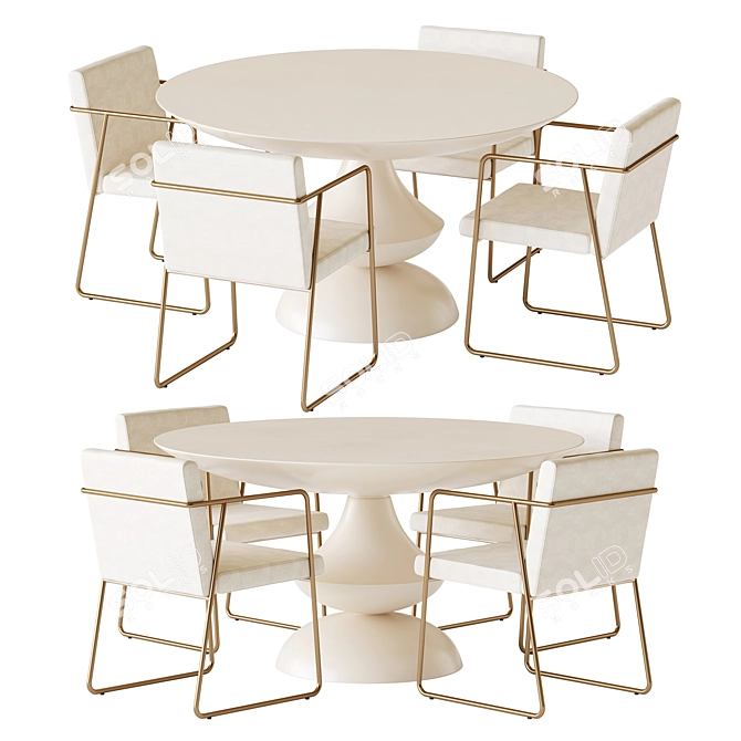 Stylish Corona 9 Dining Set 3D model image 1