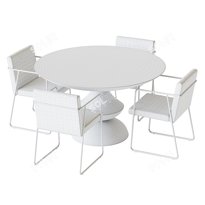 Stylish Corona 9 Dining Set 3D model image 2