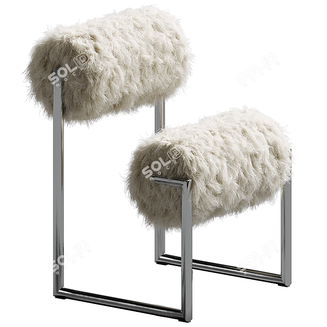 Modern Dual-Color Fur Armchair 3D model image 1