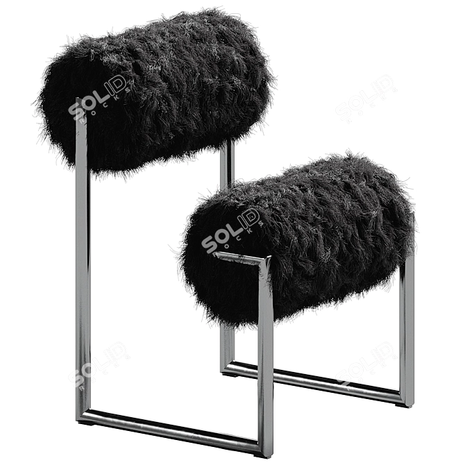 Modern Dual-Color Fur Armchair 3D model image 2