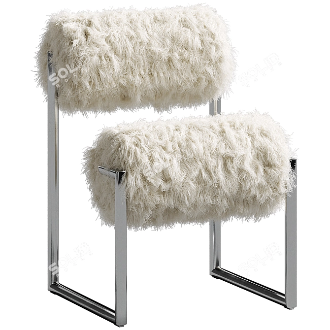 Modern Dual-Color Fur Armchair 3D model image 3