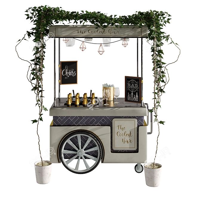 Mini Champagne Cart Model-Render Ready 3D model image 3