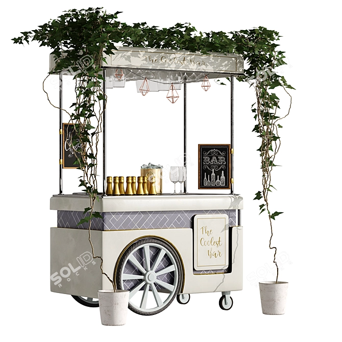 Mini Champagne Cart Model-Render Ready 3D model image 6