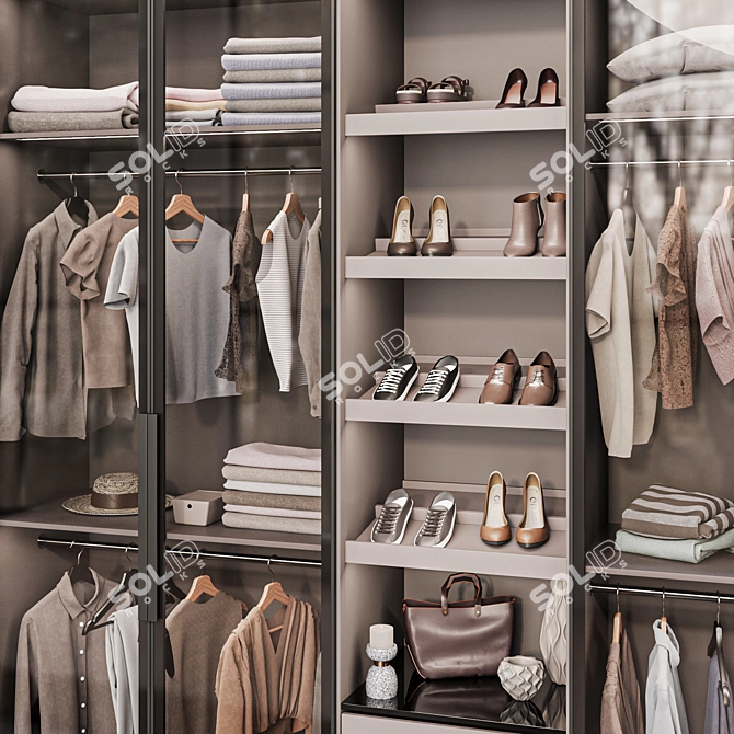 Modern Style Wardrobe System 3D model image 3