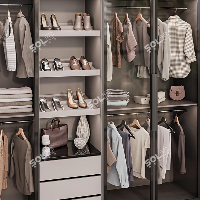 Modern Style Wardrobe System 3D model image 4