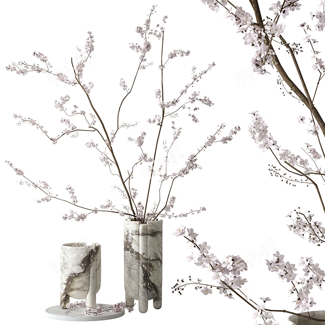 Branch Blooms Decor Set 3D model image 1