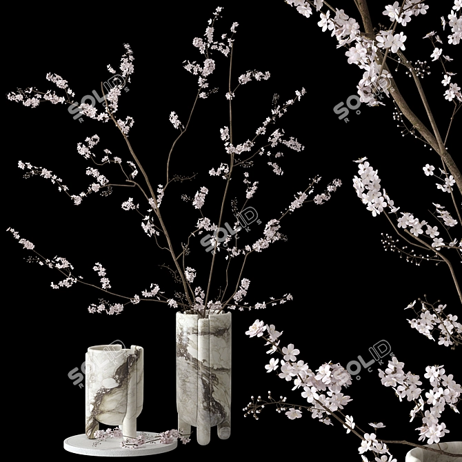 Branch Blooms Decor Set 3D model image 2