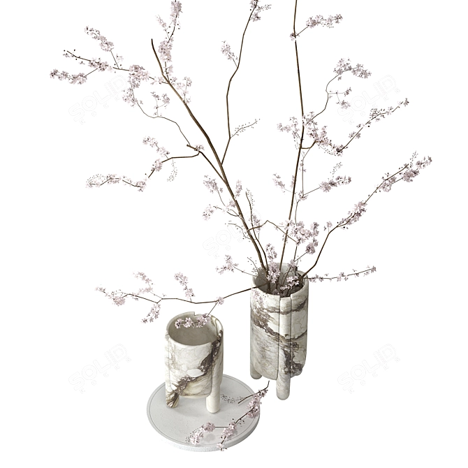 Branch Blooms Decor Set 3D model image 5