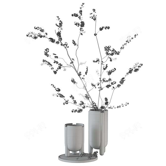 Branch Blooms Decor Set 3D model image 7