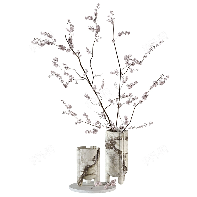 Branch Blooms Decor Set 3D model image 13