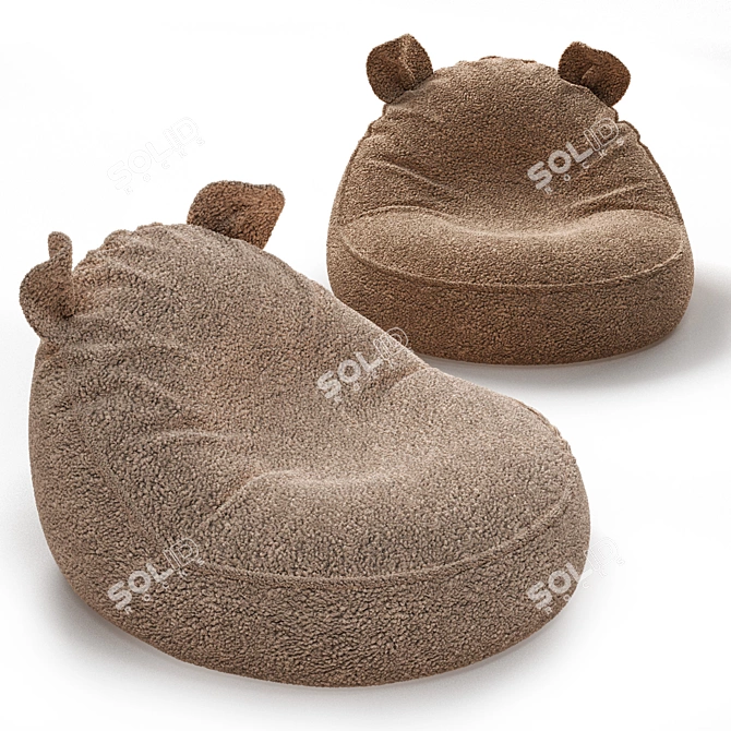 Cozy Bean Bag Chair with Ears 3D model image 3