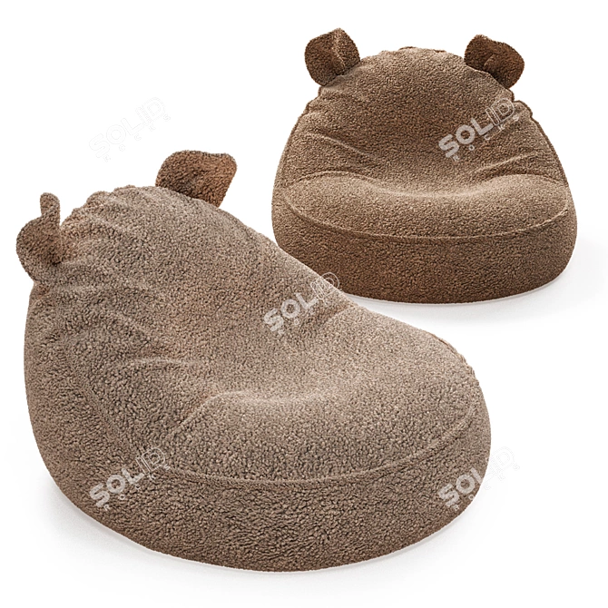 Cozy Bean Bag Chair with Ears 3D model image 6