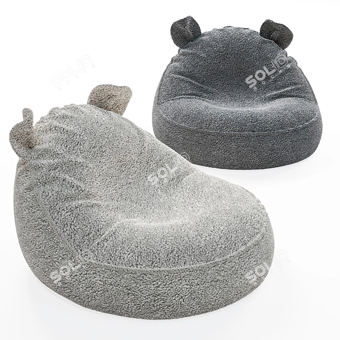 Cozy Bean Bag Chair with Ears 3D model image 7