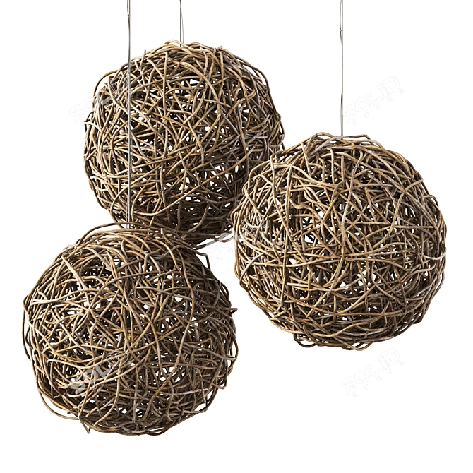 Wicker Lamp with Versatile Textures 3D model image 1