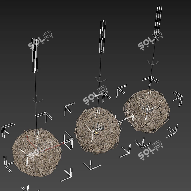 Wicker Lamp with Versatile Textures 3D model image 4