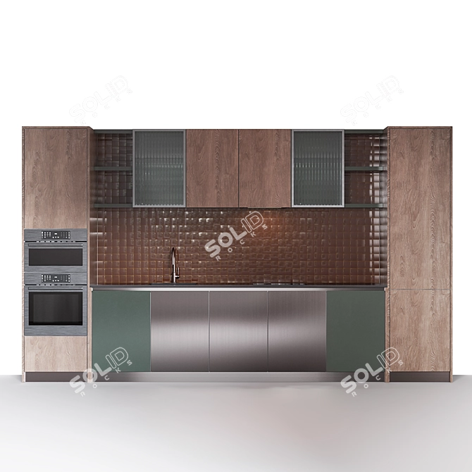 Scandi Multimaterial Kitchen Set 3D model image 1