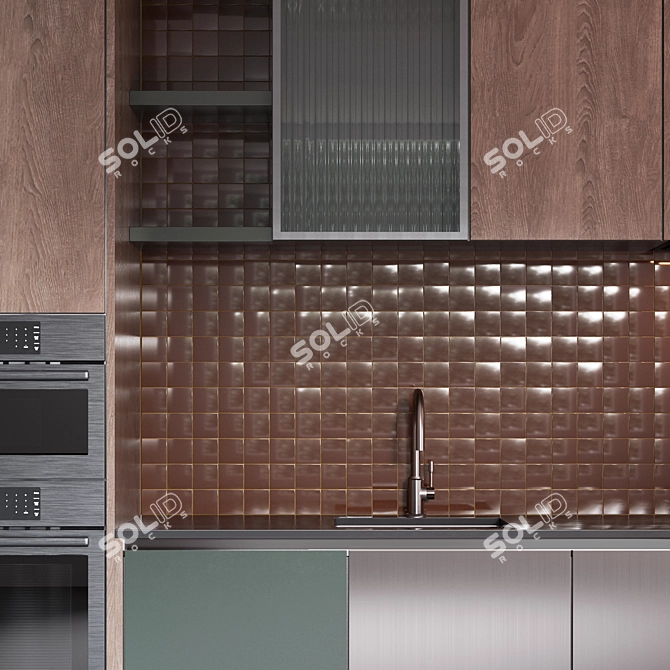 Scandi Multimaterial Kitchen Set 3D model image 5