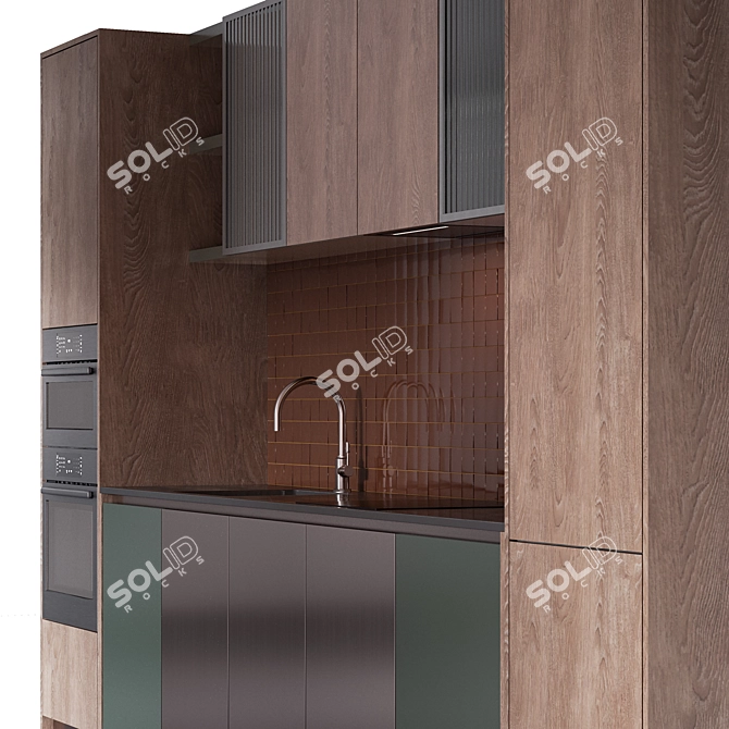 Scandi Multimaterial Kitchen Set 3D model image 6