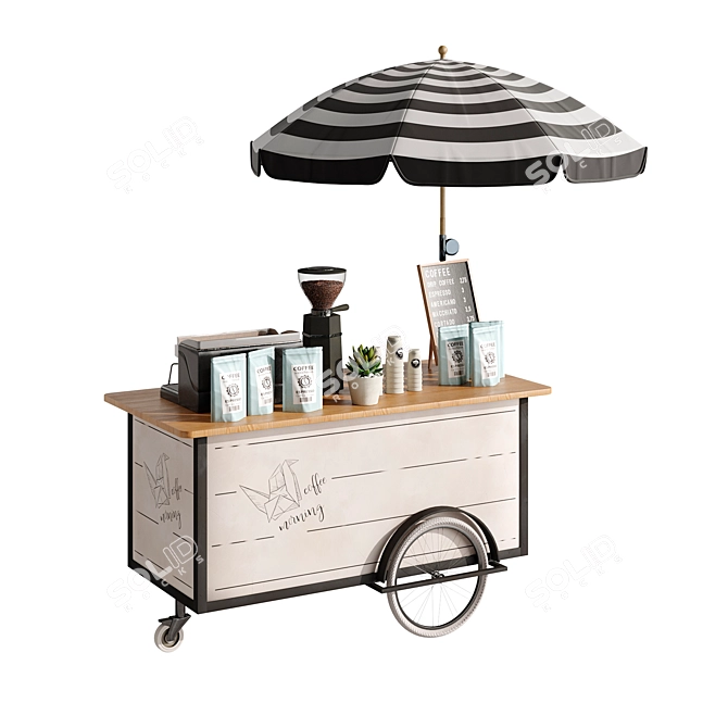 Mini Coffee Cart Model Set 3D model image 4