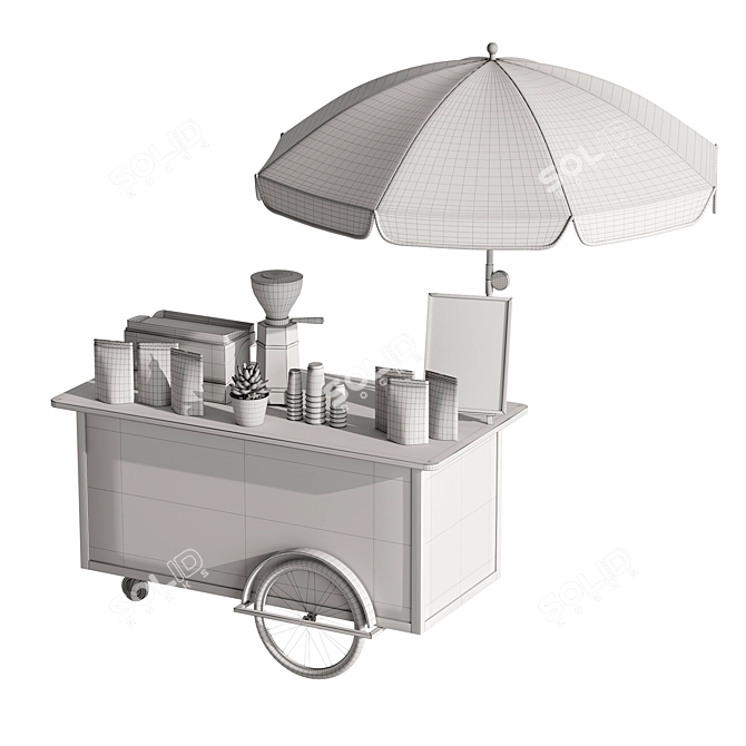 Mini Coffee Cart Model Set 3D model image 5