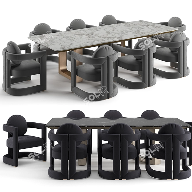 Luxence Dining Set Luxury Design 3D model image 1