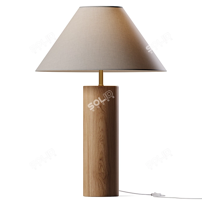 Sleek Wood Column Table Lamp 3D model image 1