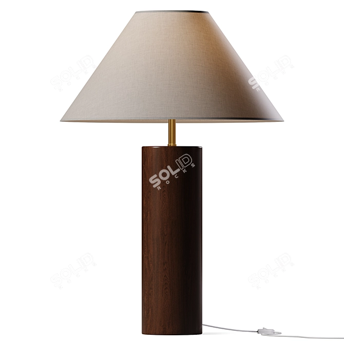 Sleek Wood Column Table Lamp 3D model image 2