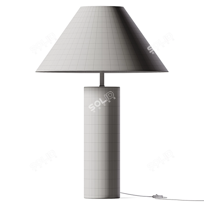 Sleek Wood Column Table Lamp 3D model image 3