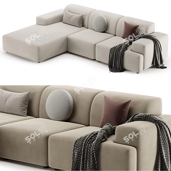 Elegant Melva Corner Sofa Beige 3D model image 4