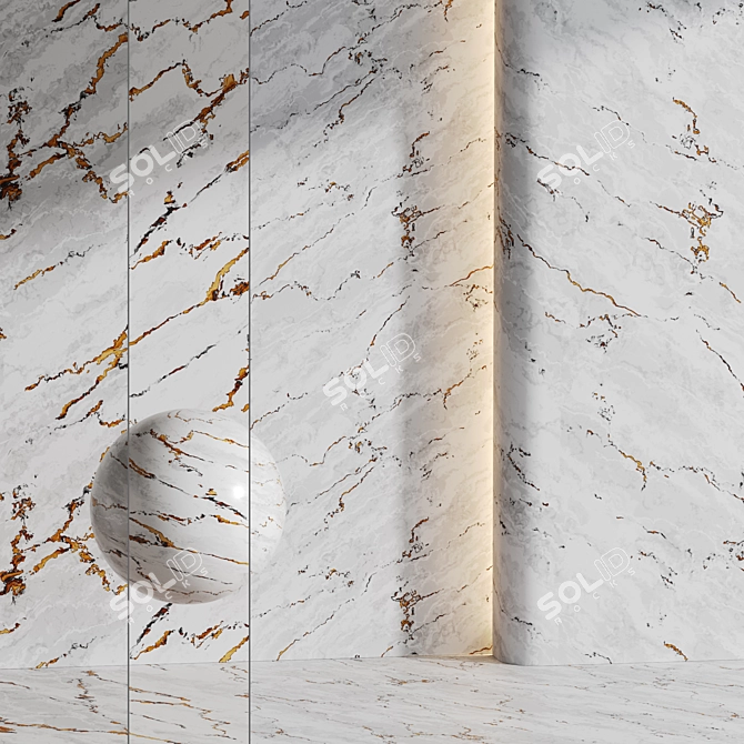 Marble with Gold Veins 3 Variants 3D model image 1