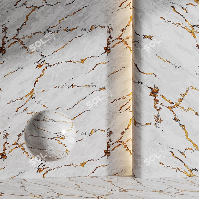 Marble with Gold Veins 3 Variants 3D model image 2